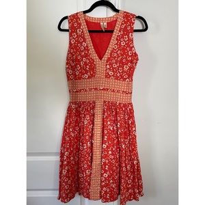 SOLD Flowy Orange Flora Cotton Summer Dress